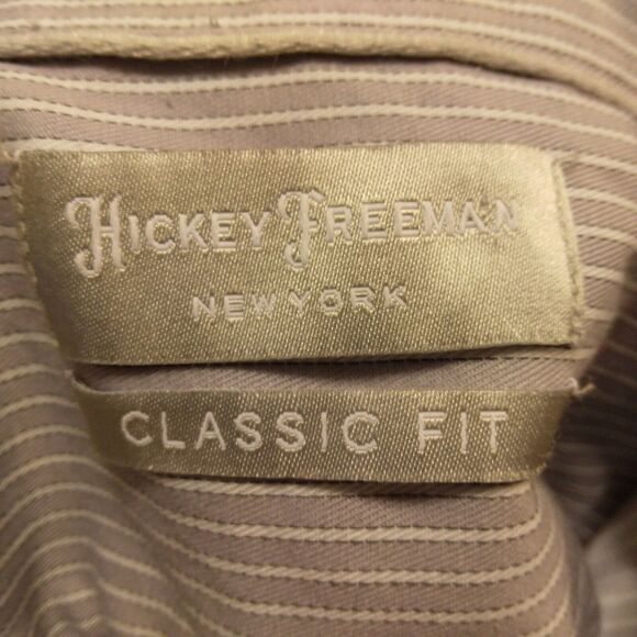 Hickey Freeman dress shirt L Large 16-16.5 32-33 blue Stripe button long sleeve - Picture 6 of 9